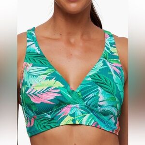 NEXT BY ATHENA Kalani Triangle Sports Bra Bikini Top in Deep Lake Sz 34 B/C NWT